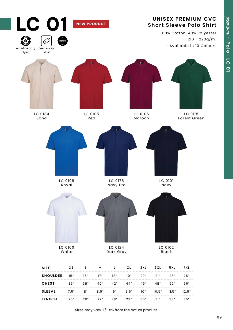 Premium CVC Polo Shirt 210-220gsm - LC01 - Oren Sport corporate uniform blank Malaysia