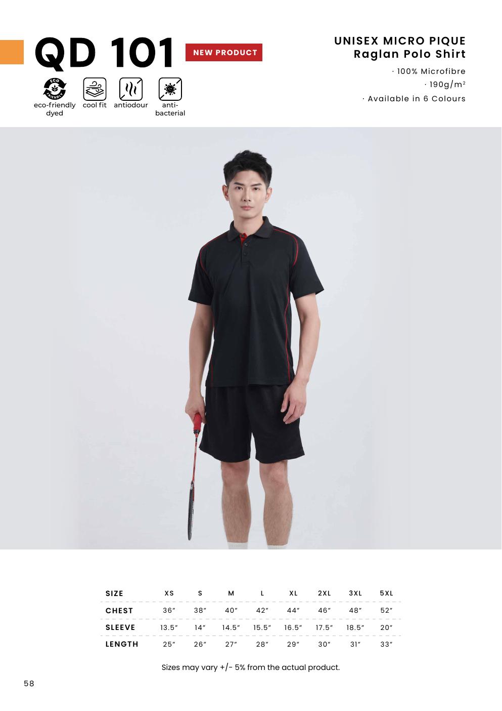 Micro Pique Raglan Polo Shirt QD101 - Oren Sport corporate uniform blank Malaysia
