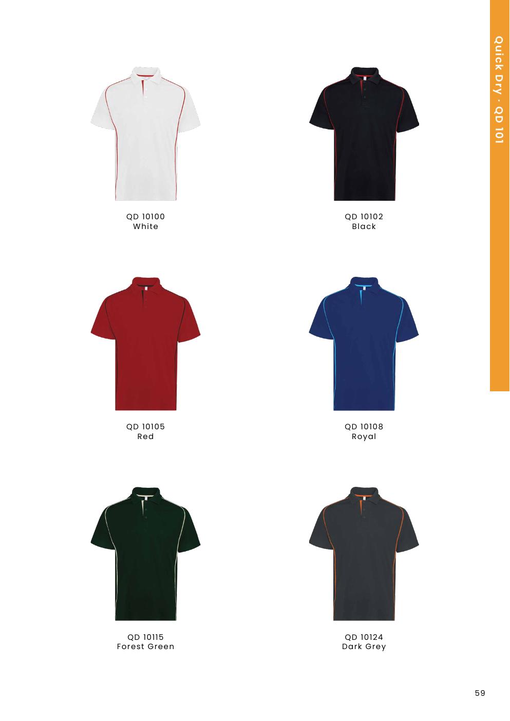 Micro Pique Raglan Polo Shirt QD101 size chart and colours