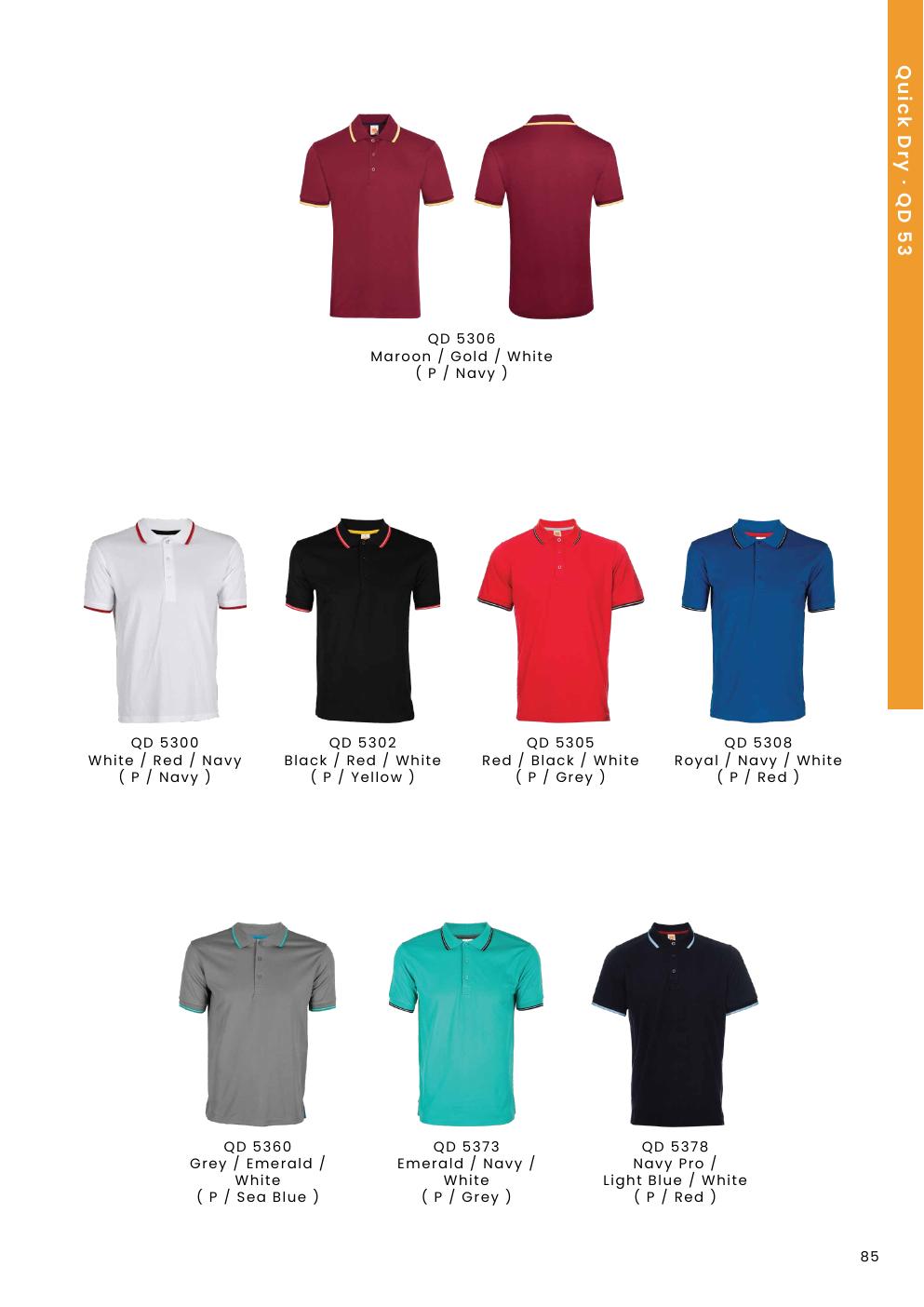 CVC Tipped Collar & Cuff Polo Shirt 200gsm - QD53 - Oren Sport corporate uniform blank Malaysia