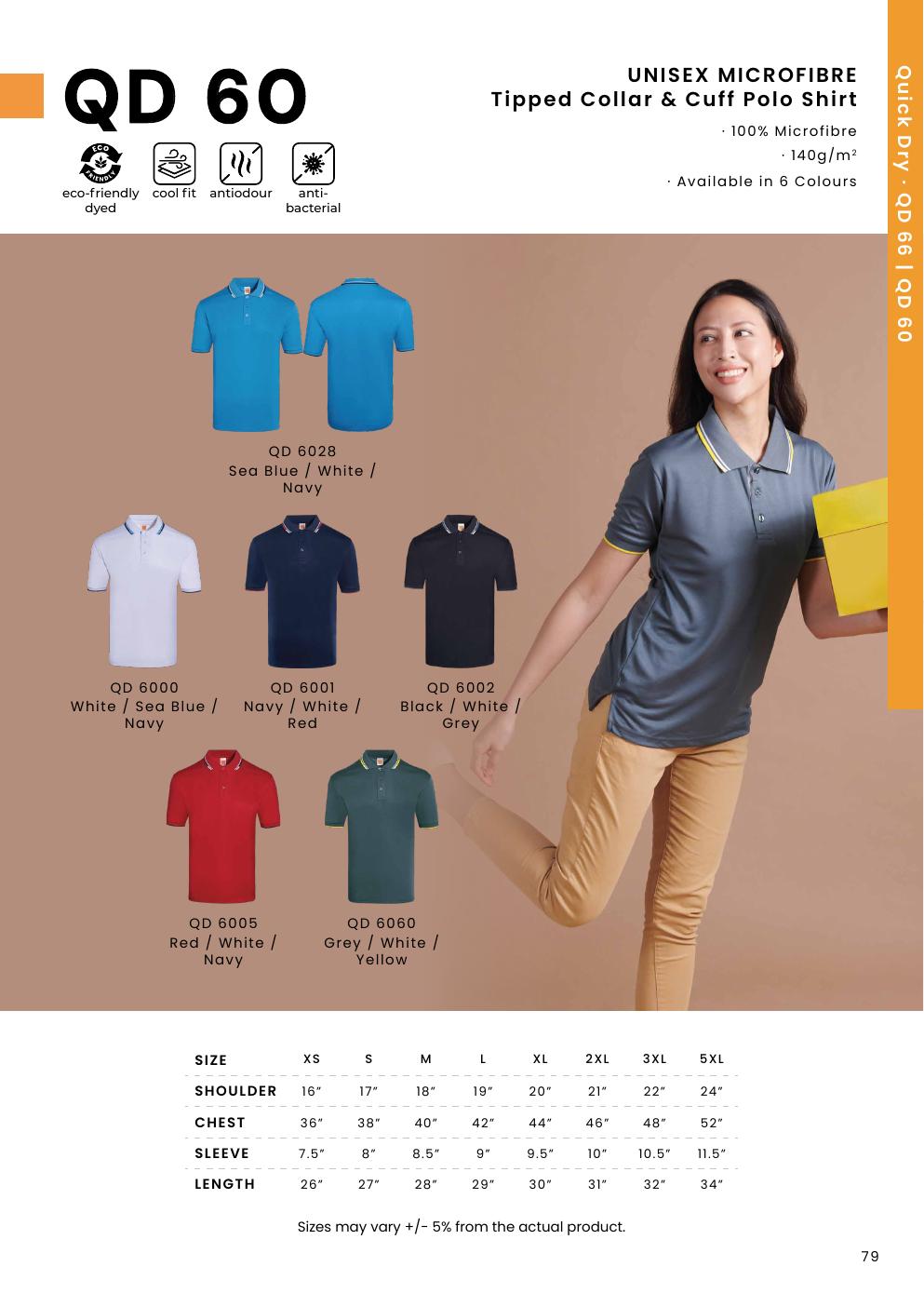 Microfibre Tipped Collar Polo Shirt QD60 - Oren Sport corporate uniform blank Malaysia
