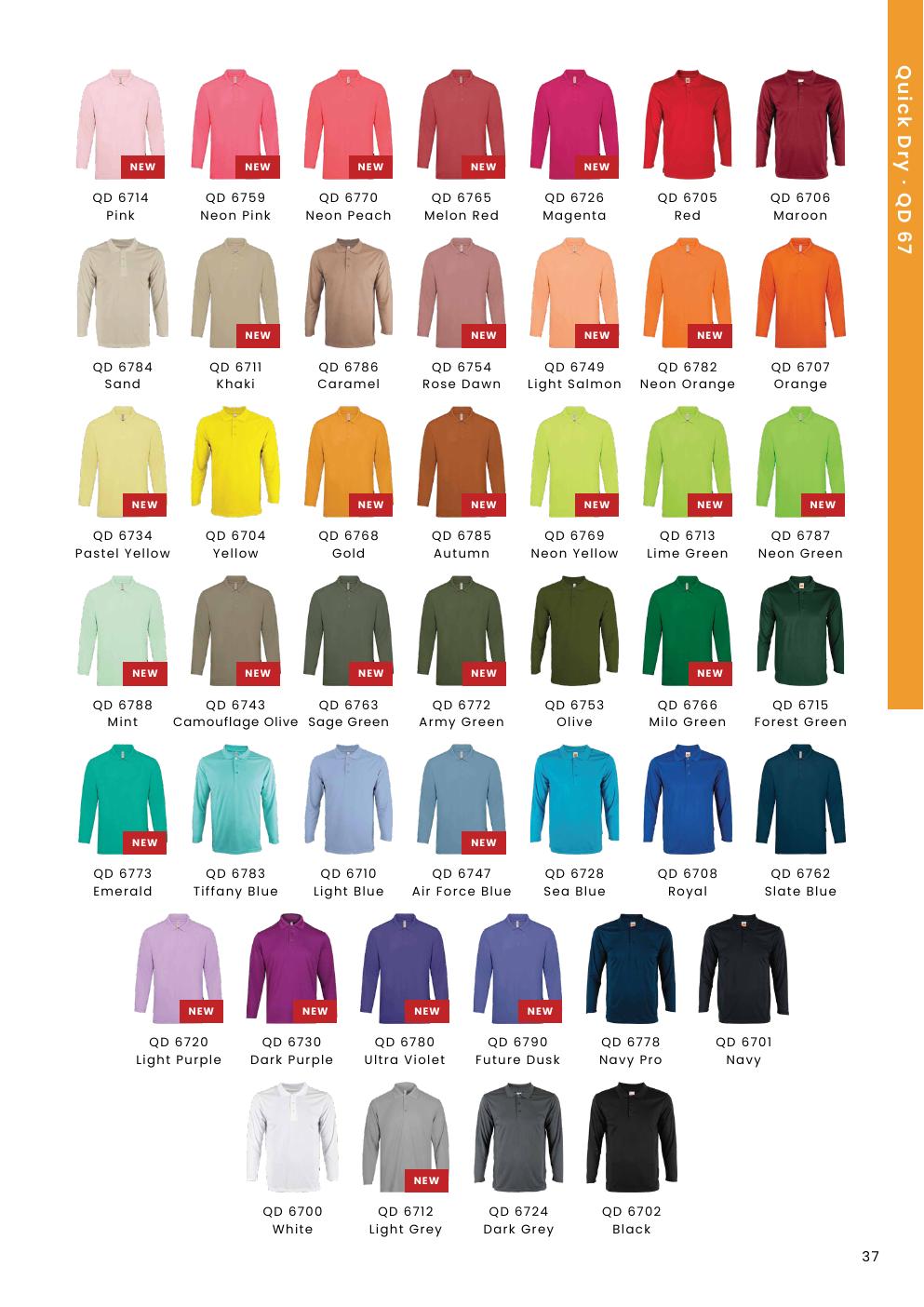 Microfibre Eyelet Long Sleeve Polo Shirt 160gsm - QD67 - Oren Sport corporate uniform blank Malaysia