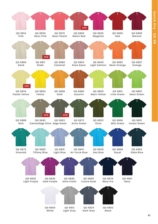 Kids Microfibre Eyelet Round Neck T-Shirt 160gsm - QD68 - Oren Sport corporate uniform blank Malaysia