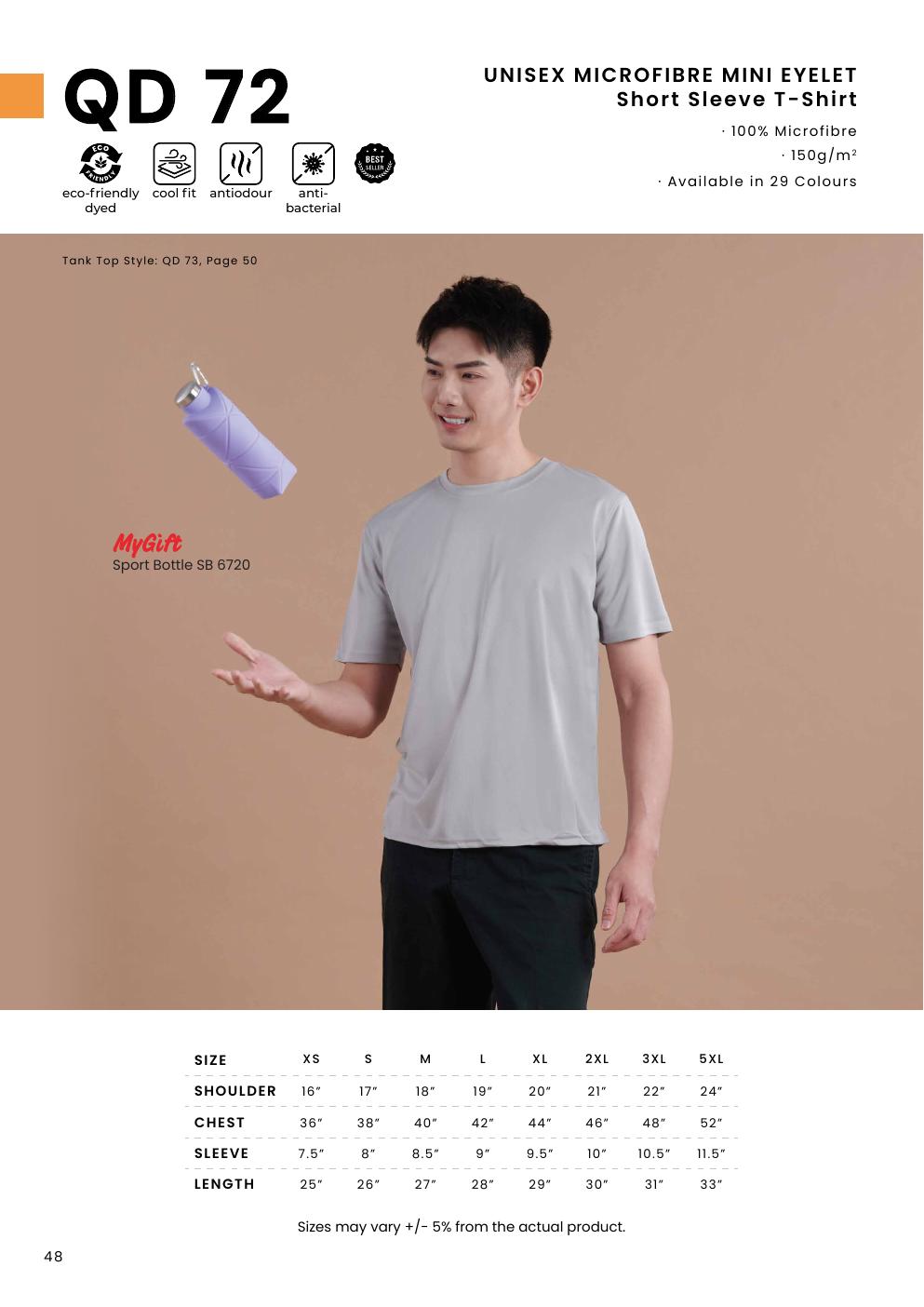 Microfibre Mini Eyelet T-Shirt 150gsm - QD72 - Oren Sport corporate uniform blank Malaysia