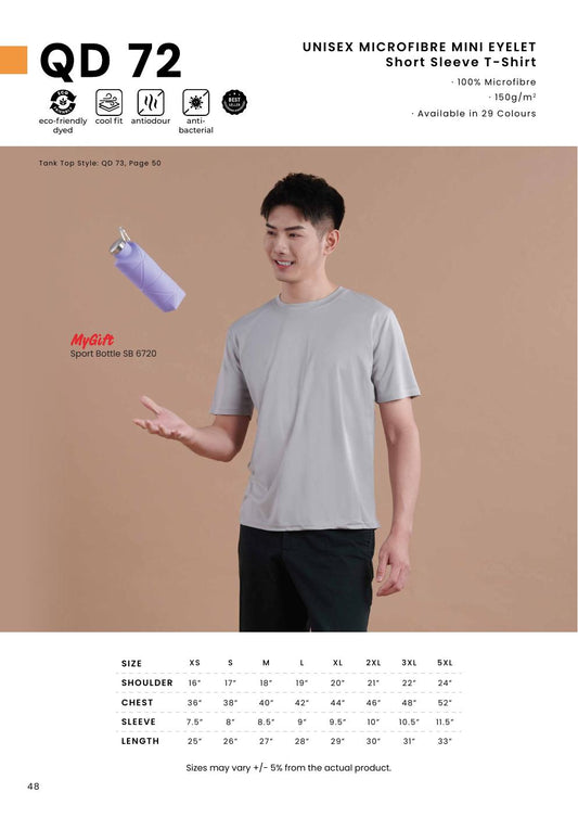 Microfibre Mini Eyelet T-Shirt 150gsm - QD72 - Oren Sport corporate uniform blank Malaysia