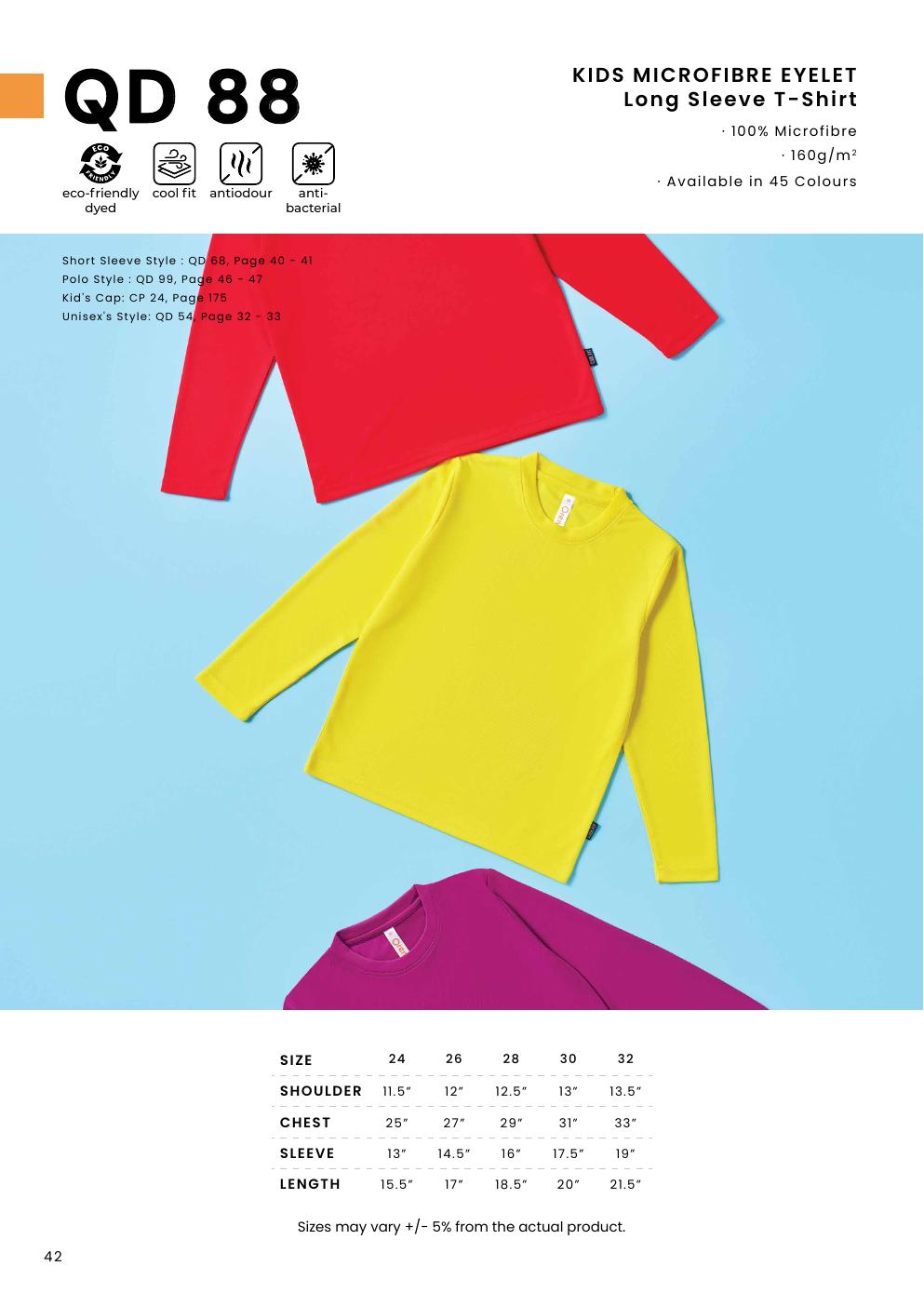 Kids Microfibre Eyelet Round Neck Long Sleeve T-Shirt 160gsm - QD88 - Oren Sport corporate uniform blank Malaysia