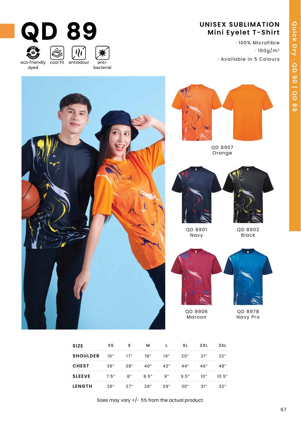 Sublimation Mini Eyelet T-Shirt 150gsm - QD89 - Oren Sport corporate uniform blank Malaysia