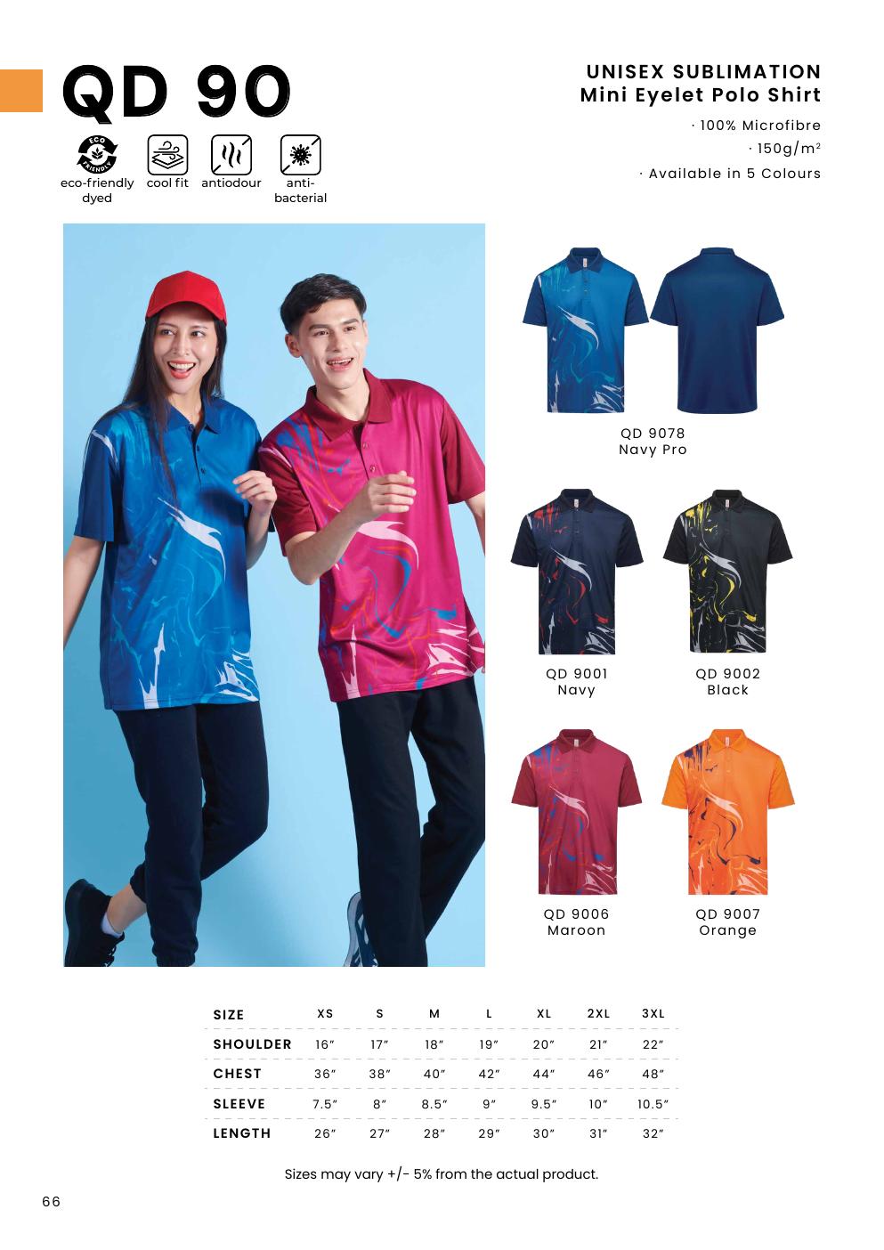 Sublimation Mini Eyelet Polo Shirt 150gsm - QD90 - Oren Sport corporate uniform blank Malaysia
