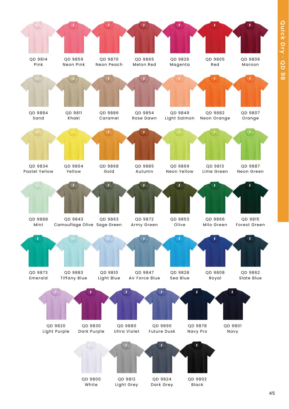 Kids Microfibre Eyelet Polo Shirt 160gsm - QD98 - Oren Sport corporate uniform blank Malaysia