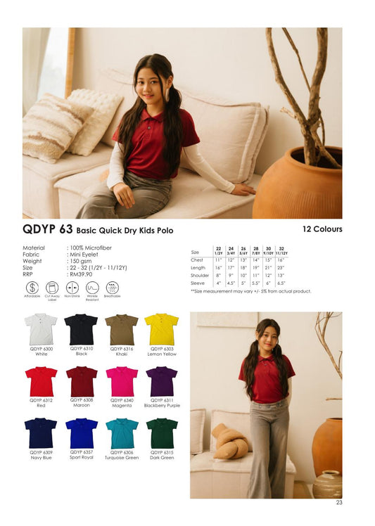 QD Kids Polo 150gsm - QDYP63