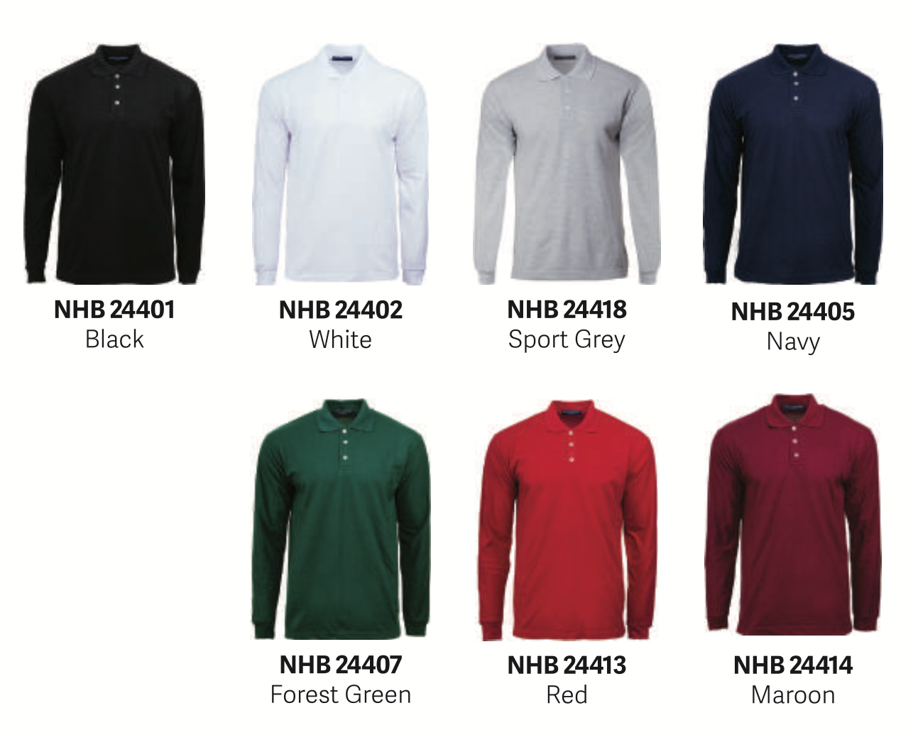 Long Sleeve Honeycomb Cotton Polo Shirt (220gsm) - NHB24400