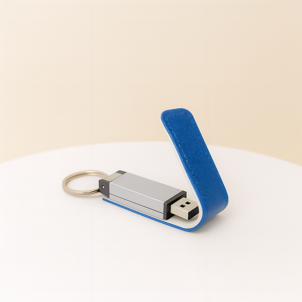 #7816 Leather Flip USB Flash Drive (16GB) - Gaia Gifts Co