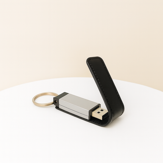 #7816 Leather Flip USB Flash Drive (16GB) - Gaia Gifts Co