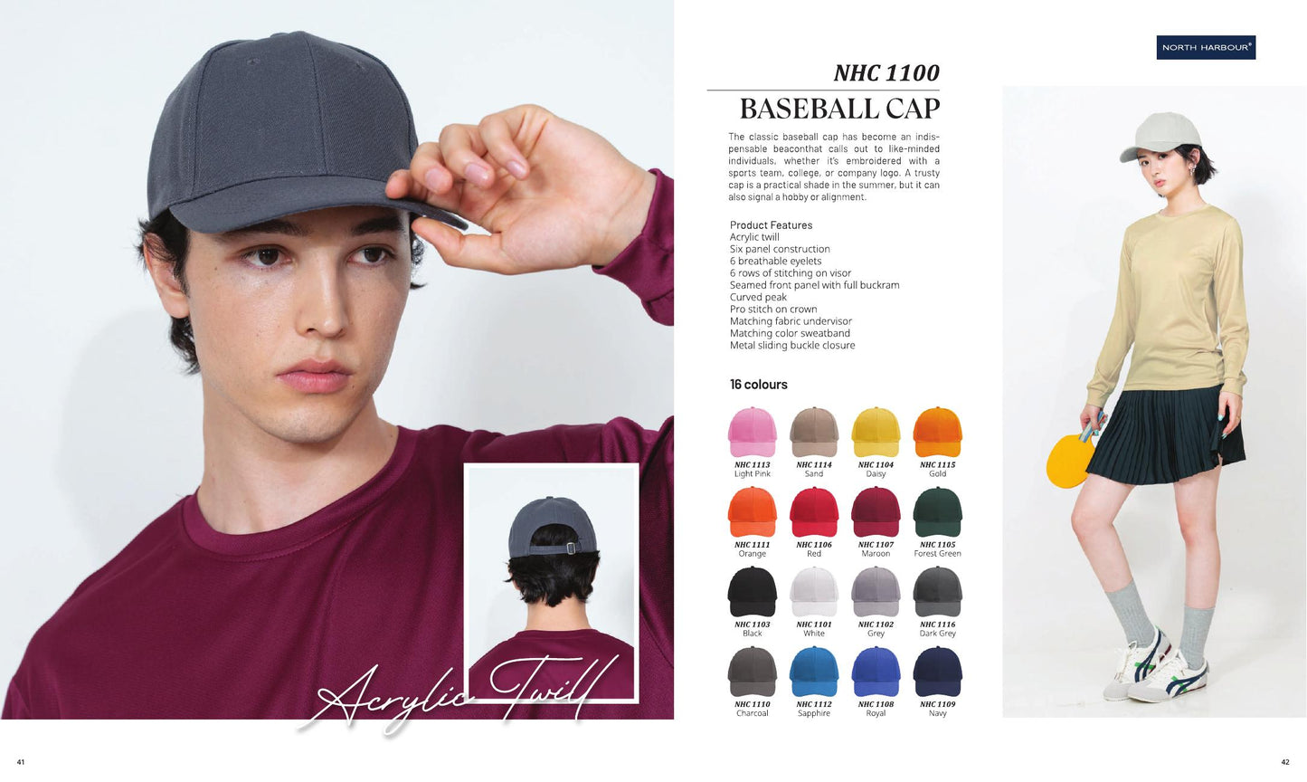 Baseball Cap - NHC1100 - North Harbour corporate uniform blank Malaysia