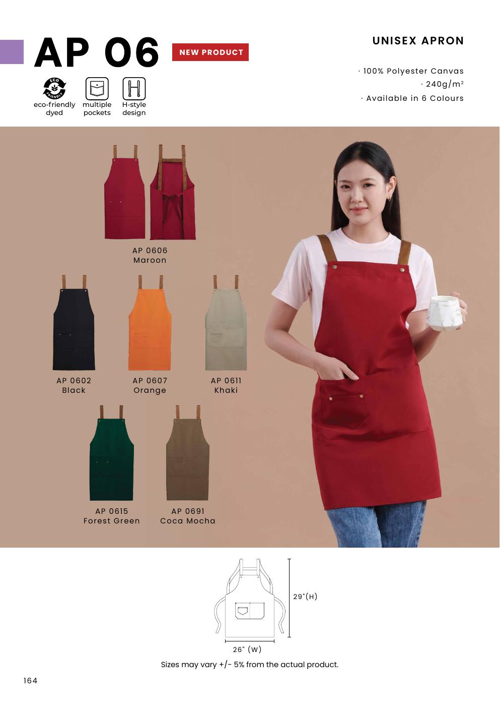 Unisex Polyester Canvas Apron (with multiple pockets) - AP06 - Oren Sport corporate uniform blank Malaysia