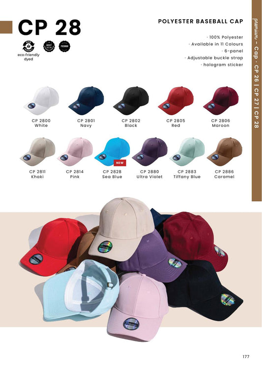 Unisex Polyester Baseball Cap (with buckle closure & visor sticker) - CP28 - Oren Sport corporate uniform blank Malaysia