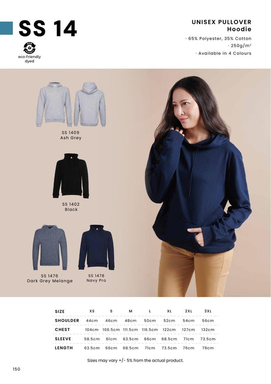 Unisex Long Sleeve Pullover Hoodie - SS14 - Oren Sport corporate uniform blank Malaysia