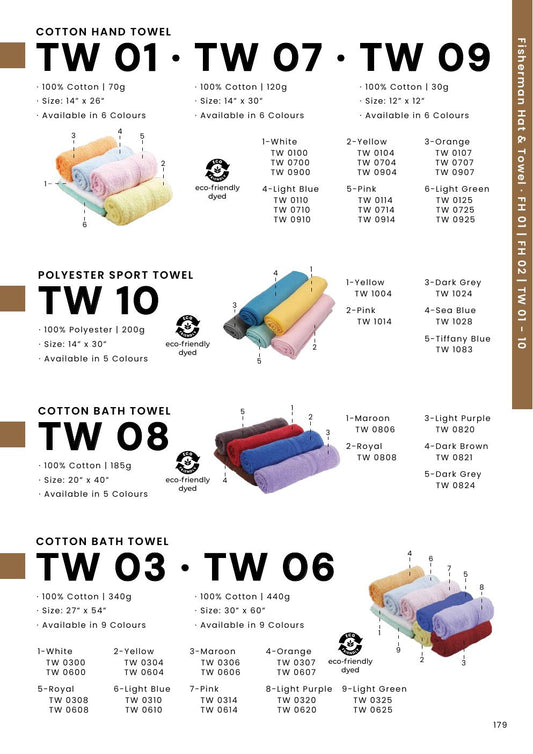 Cotton Hand Towel (14"X26") - TW01 - Oren Sport corporate uniform blank Malaysia