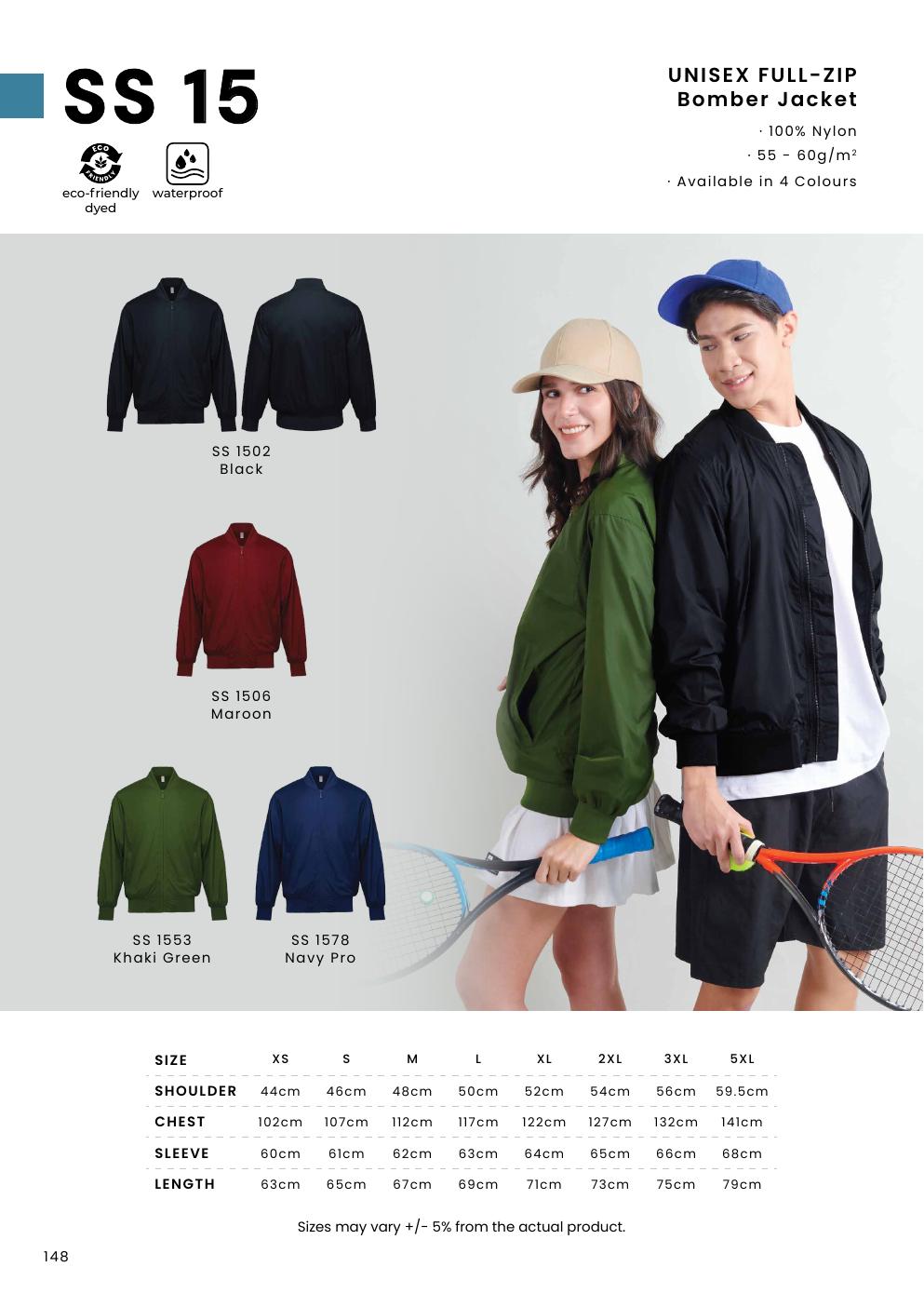 Unisex Full-Zip Long Sleeve Bomber Jacket - SS15 - Oren Sport corporate uniform blank Malaysia
