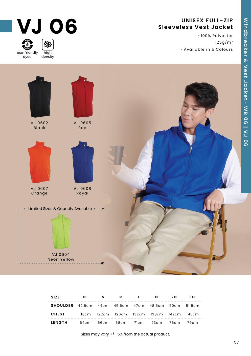 Unisex Polyester Full-Zip Vest Jacket (sleeveless) - VJ06 - Oren Sport corporate uniform blank Malaysia