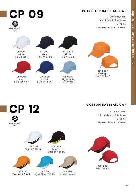 Unisex Cotton Baseball Cap (with buckle closure) - CP12 - Oren Sport corporate uniform blank Malaysia