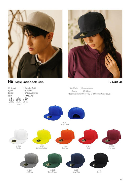 Adult Snapback - H5 - Rightway corporate uniform blank Malaysia