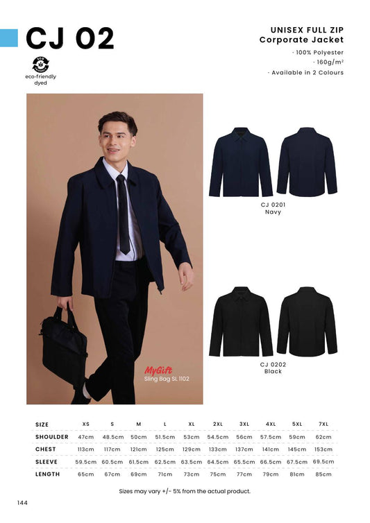 Unisex Full-Zip Long Sleeve Corporate Jacket - CJ02 - Oren Sport corporate uniform blank Malaysia