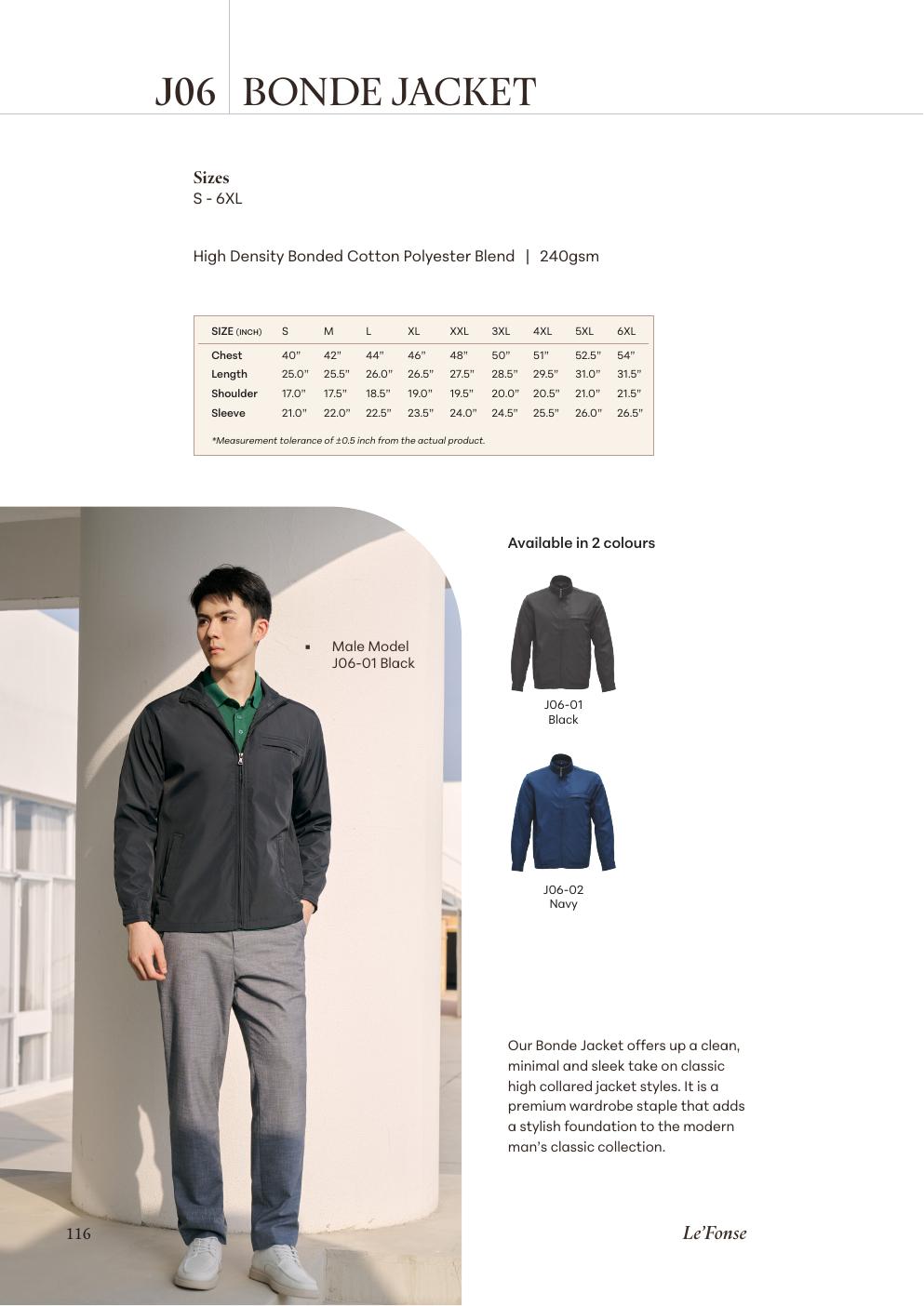 Bonde Jacket - J06 - Le'fonse corporate uniform blank Malaysia