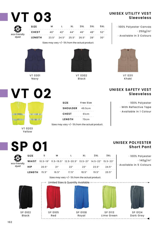 Unisex Sleeveless Utility Vest - VT03 - Oren Sport corporate uniform blank Malaysia