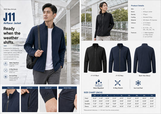 Nylon Spandex Air Racer Jacket - J11 - Le'fonse corporate uniform blank Malaysia