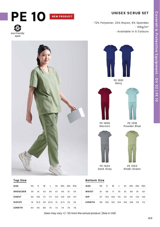 Unisex Scrub Set (Top & Bottom) - PE10 - Oren Sport corporate uniform blank Malaysia