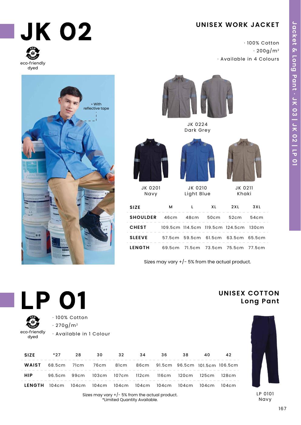 Unisex Cotton Long Sleeve Work Jacket (with reflective tape) - JK02 - Oren Sport corporate uniform blank Malaysia