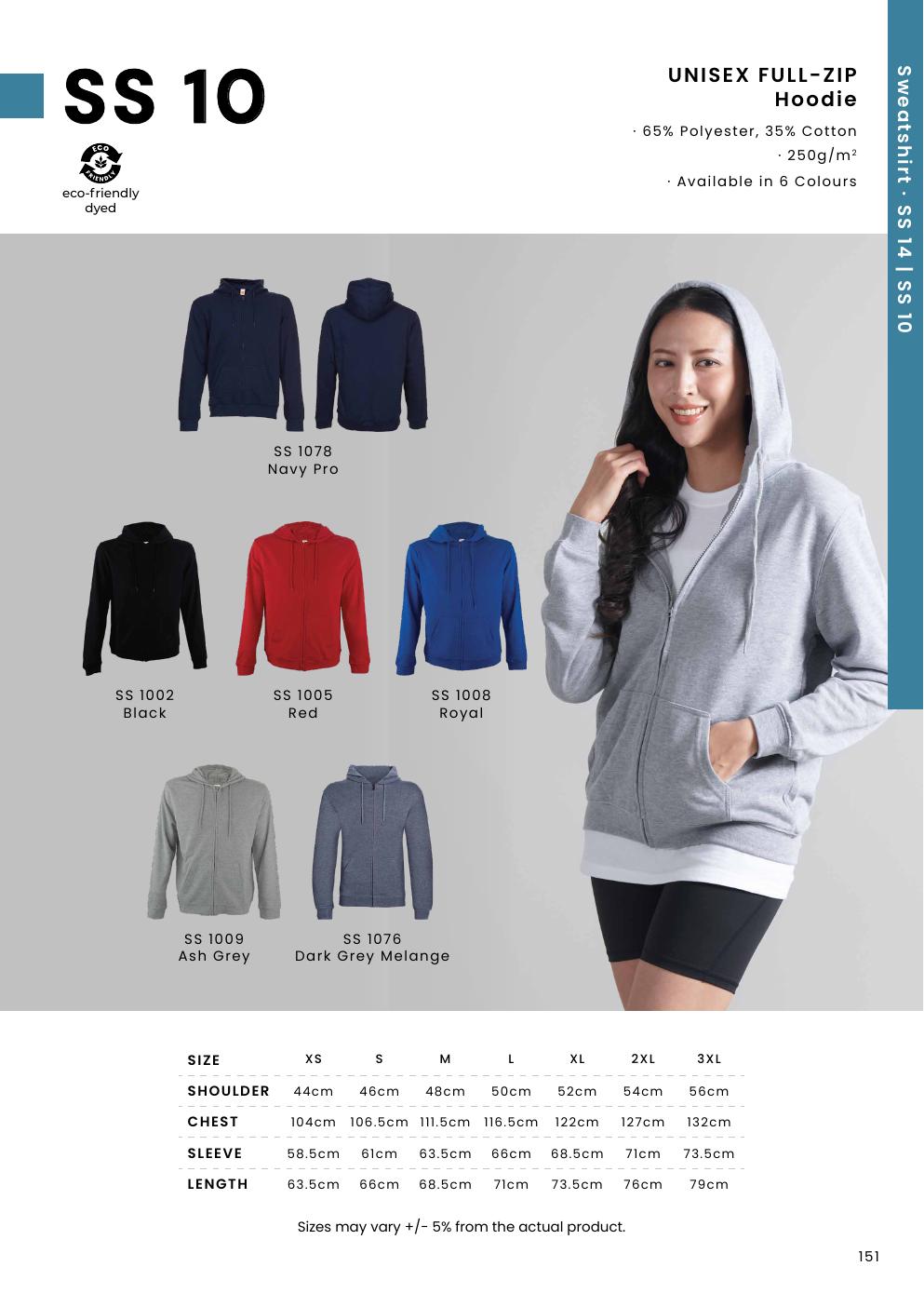Unisex Long Sleeve Full-Zip Hoodie - SS10 - Oren Sport corporate uniform blank Malaysia