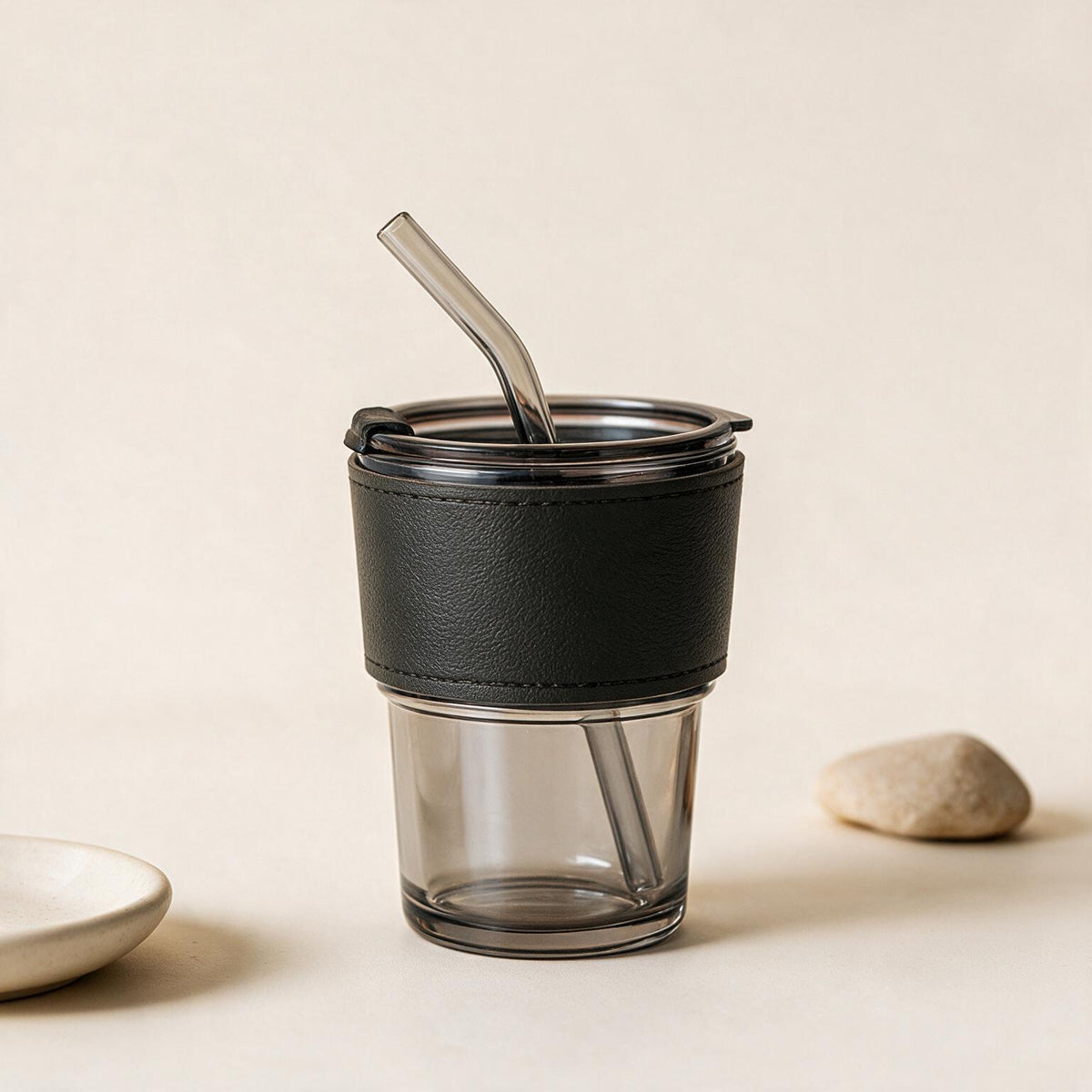 #GM4 Glass Mug with Glass Straw