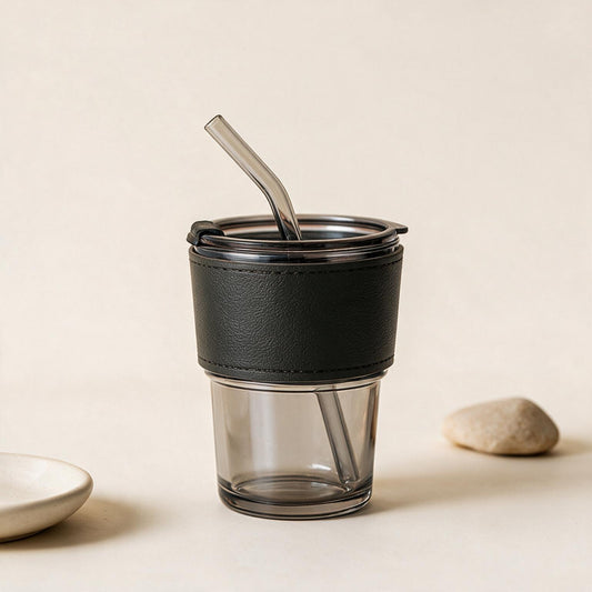 #GM4 Glass Mug with Glass Straw
