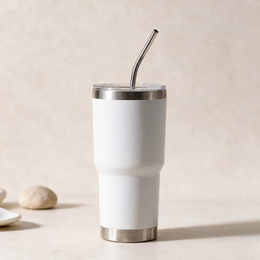 #M16 Stainless Steel with PP Lid & Reusable Metal Straw.