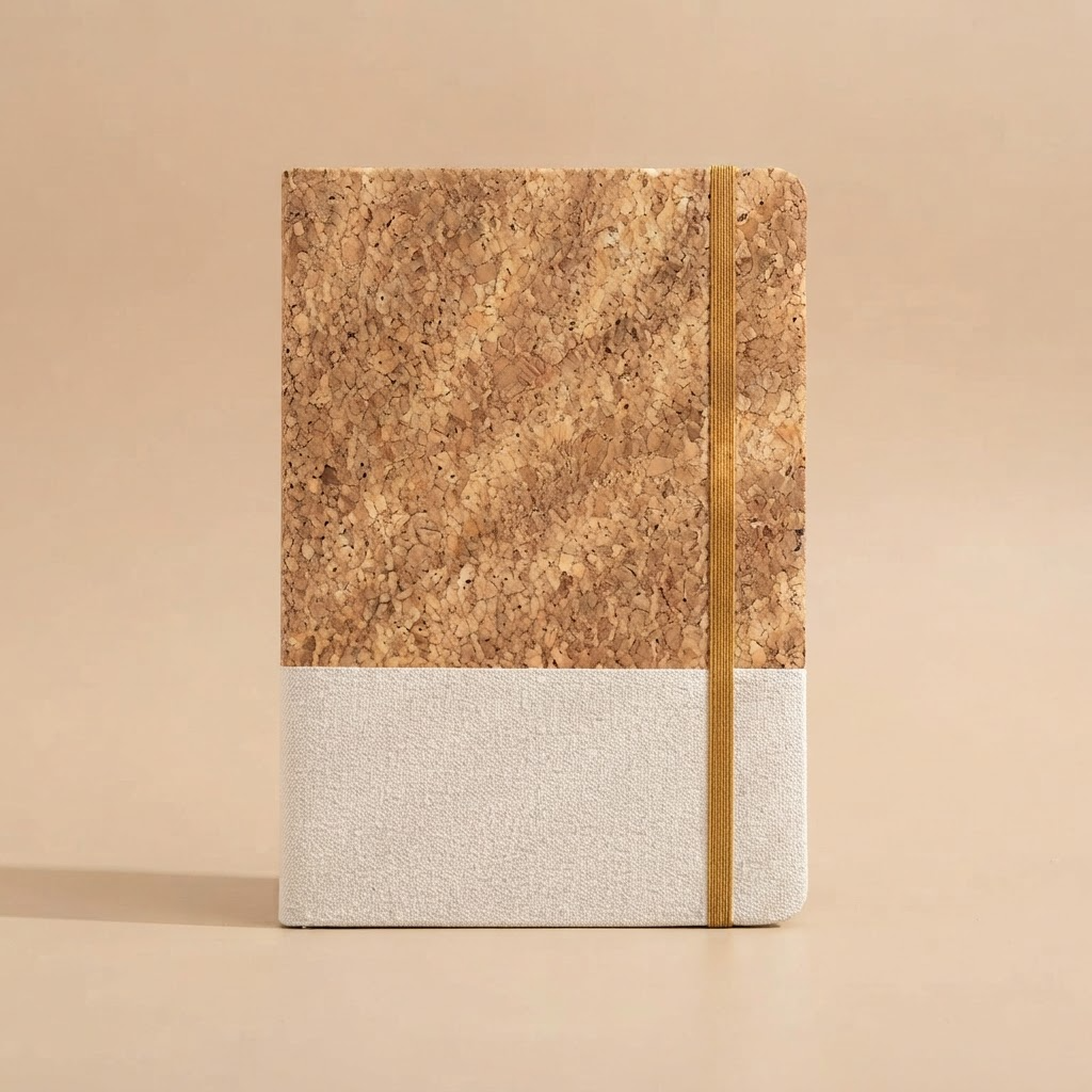 #M008 Cork Oak PU Leather Notebook