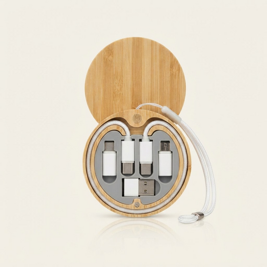 #M9 Bamboo Multi Charging Cable Set - Gaia Gifts Co